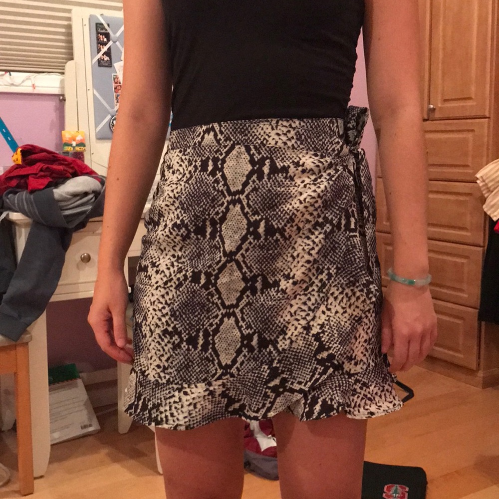 Snake print wrap skirt